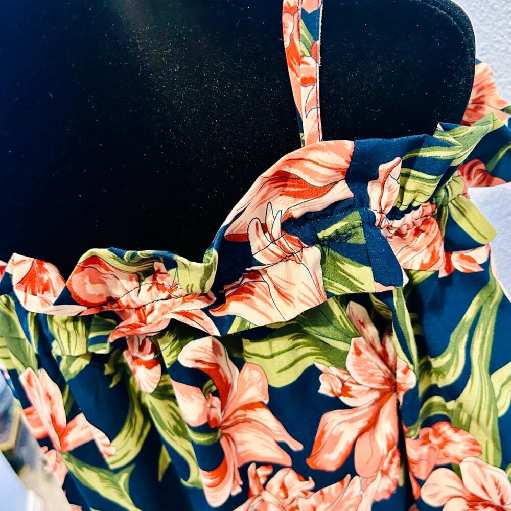 Blu Pepper Cold Shoulder Floral Dress Size M Tropical Off Shoulder Dress - Picture 10 of 17